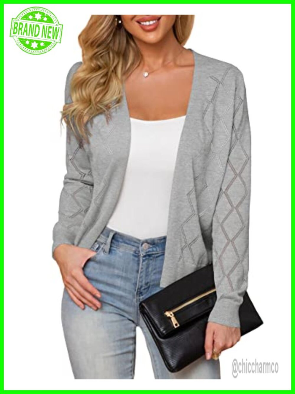 Plus Size Cropped Cardigan Sweater Long Sleeve Bolero Knit Shrugs for Women